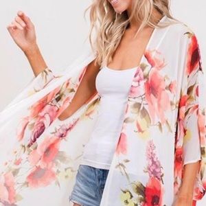 White Floral Kimono